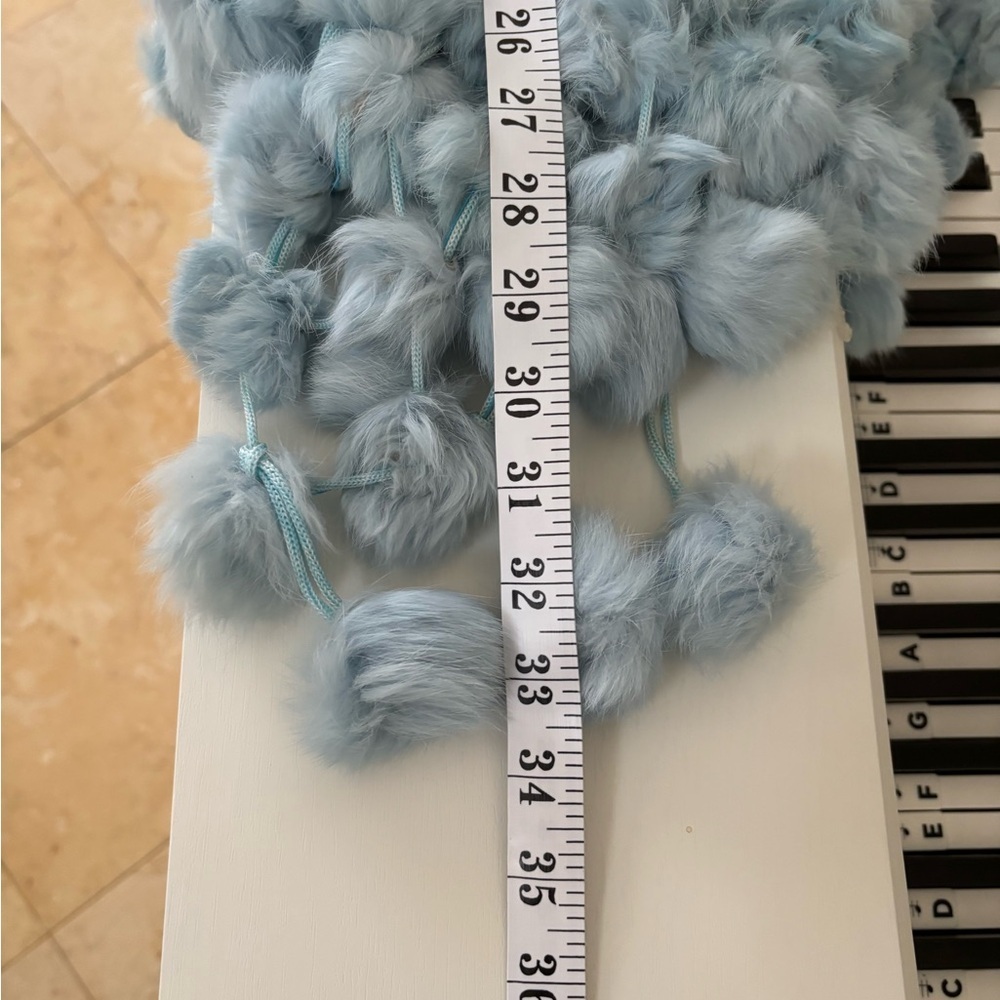 Light Blue Fluffy Rabbit Fur Shawl Wrap - Picture 11 of 11